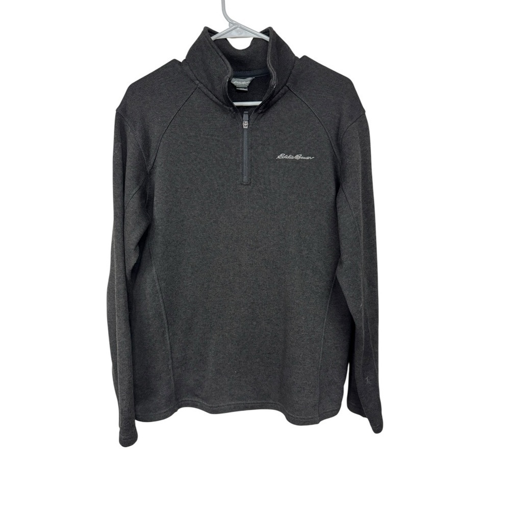 Eddie Bauer Mens Charcoal Fleece Quarter Zip Pullover Large